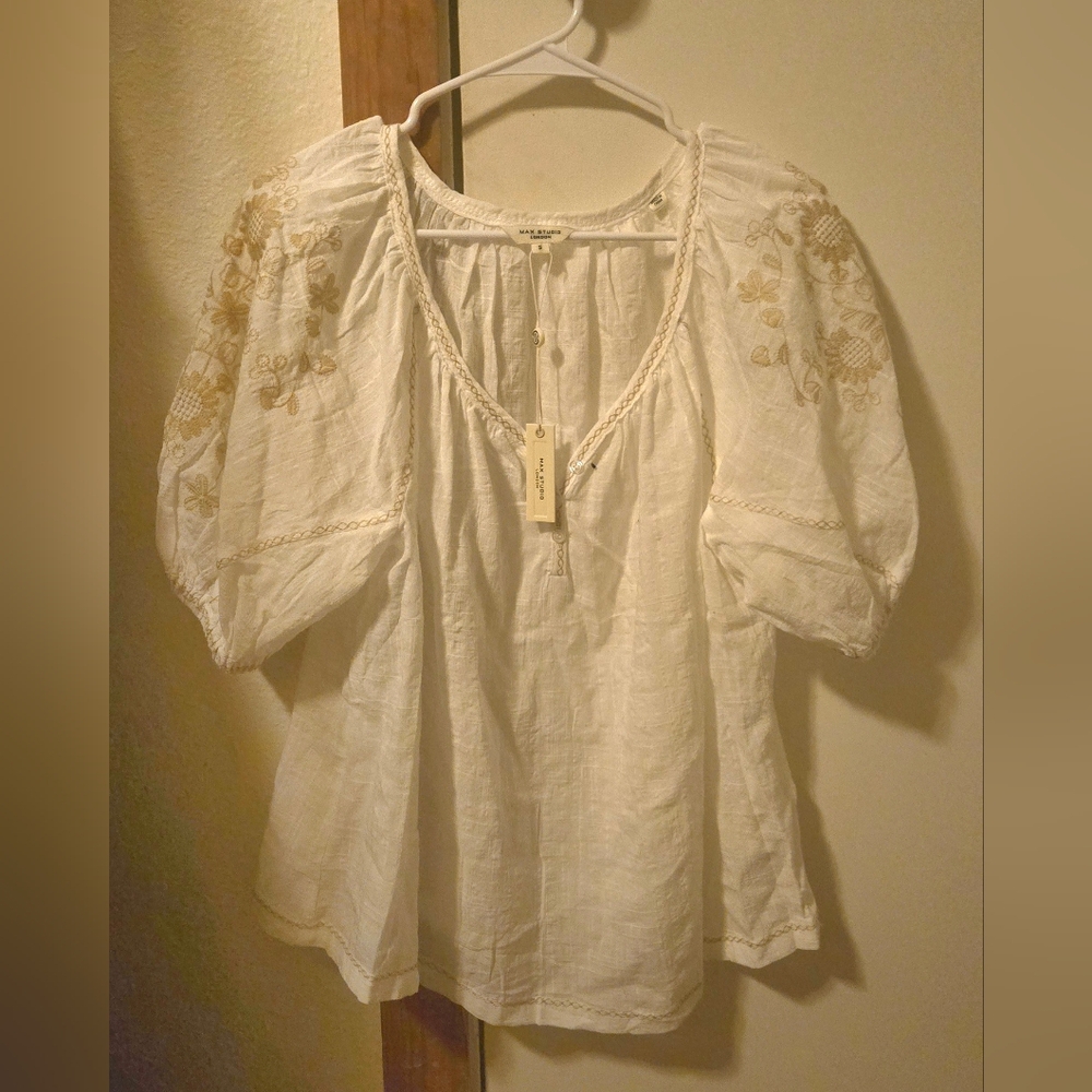 White Embroidered Women's Top